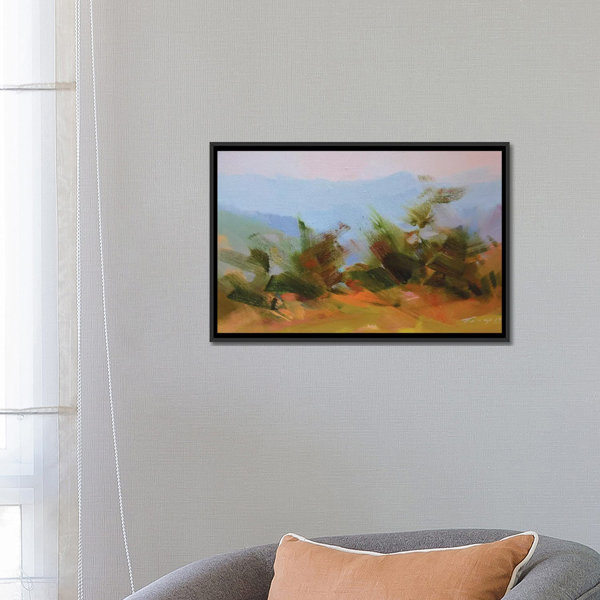 Red Barrel Studio Mountains in Blues Graphic Art on Wrapped Canvas